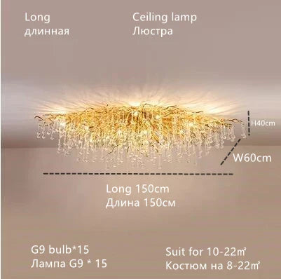 DecorBites™ Crystal Water Drop Chandelier – Luxury Ceiling Light for Hotels, Restaurants, Villas