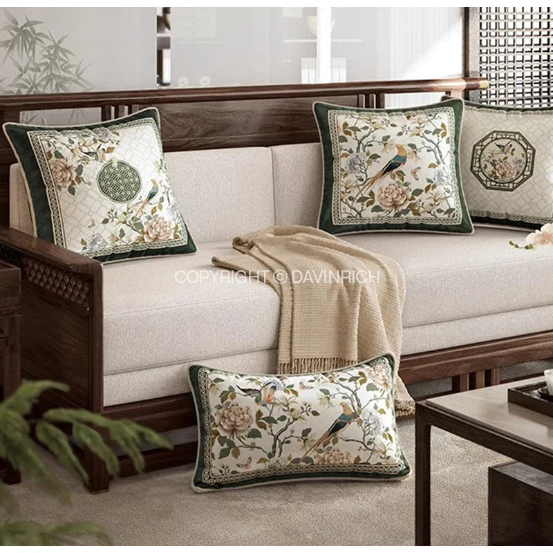 DecorBites™ Dream Floral Birds Print Oriental Cushion Covers for Luxury Sofa