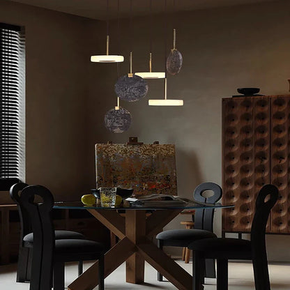 DecorBites™ Burlywood Marble LED Ceiling Chandelier for Living Room