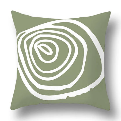 DecorBites™ Green Plants Geometric Print Pillow Cover - Home Sofa Cushion Cover