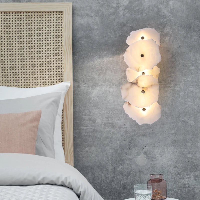 DecorBites™ Elegant Marble LED Wall Sconce, Copper Finish, Art Deco Style