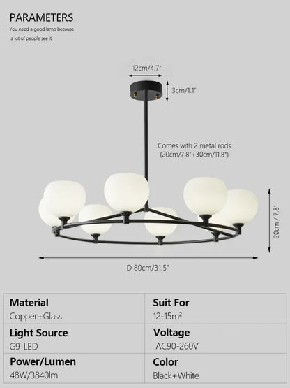 DecorBites™ Copper Glass Chandelier Ceiling Light Fixture