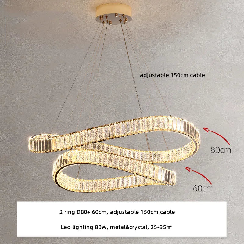 DecorBites™ Crystal LED Pendant Chandelier - Modern Irregular Steel Foyer Lighting