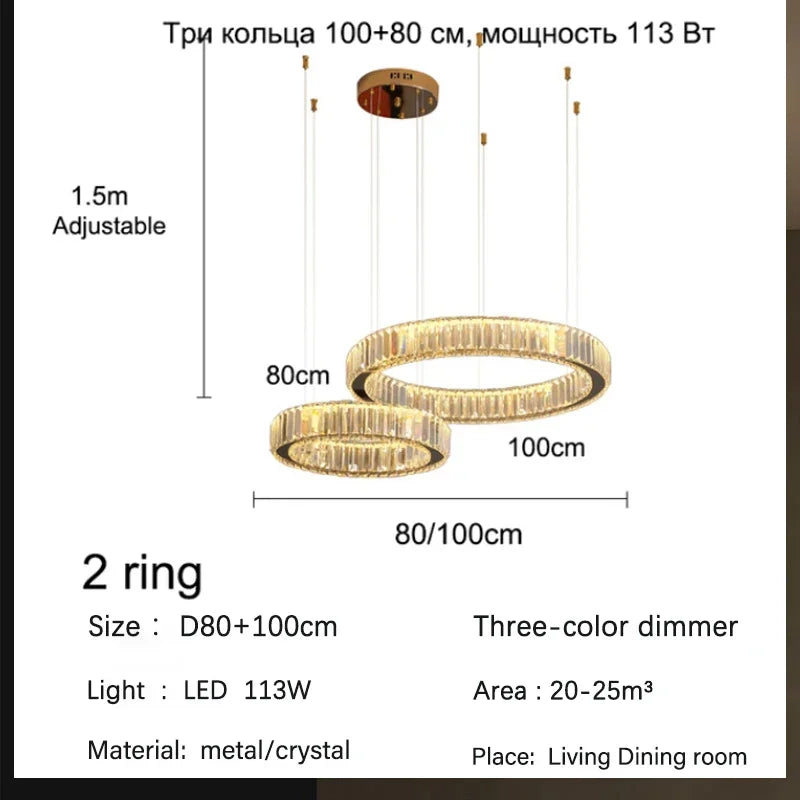 Gold Crystal Halo Chandelier