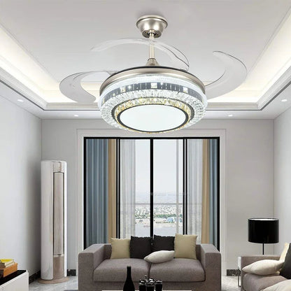 DecorBites™ Gold Crystal Retractable Blades Modern LED Ceiling Fan 42" Smart Lightning