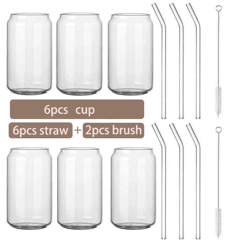DecorBites™ Glass Cup Set with Bamboo Lid: Bubble Tea, Coffee, Wine, Milk Tea Mug.