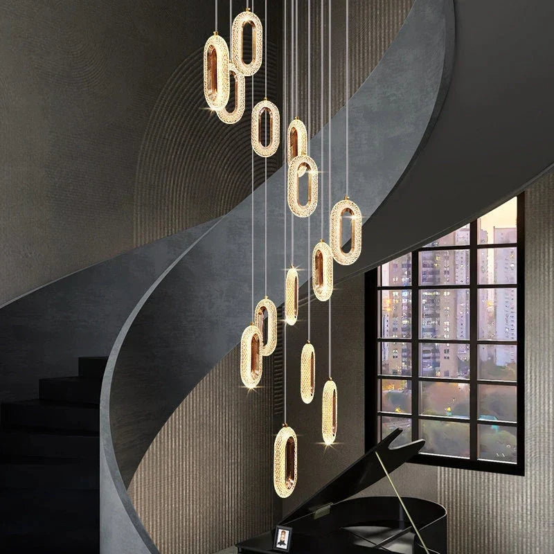 DecorBites™ Gold Lustre Oval Acrylic Chandelier for Dining and Living Spaces