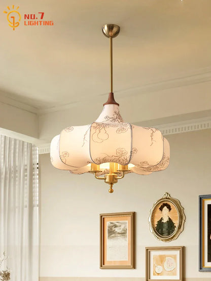 DecorBites™ Gold Lustre Medieval Fabric Pendant Lights LED E27 for Home Decor