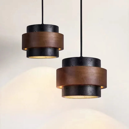 Japanese Wabi Sabi Stone Pendant Light in White or Gray