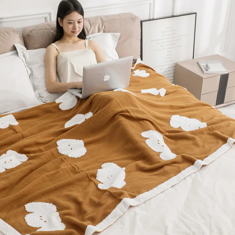 DecorBites™ Cozy Flannel Blanket for Home Office - Double-Sided Knitted Sofa Cover & Quilt