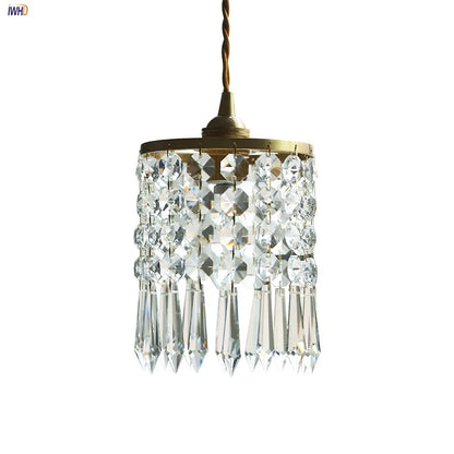 DecorBites™ Crystal Brass LED Pendant Light: Modern Nordic Style, Adjustable Wire, E14 Fixture
