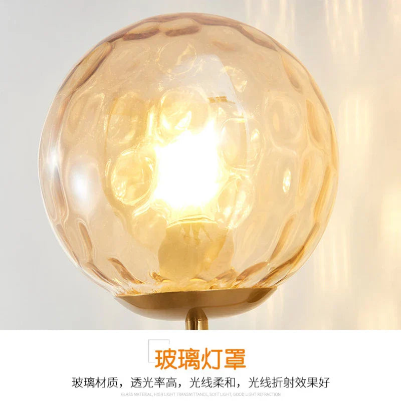 DecorBites™ Glass Ball LED Wall Lamp: Gold Nordic Minimalist Sconces Lighting Bedroom Decor Fixtures