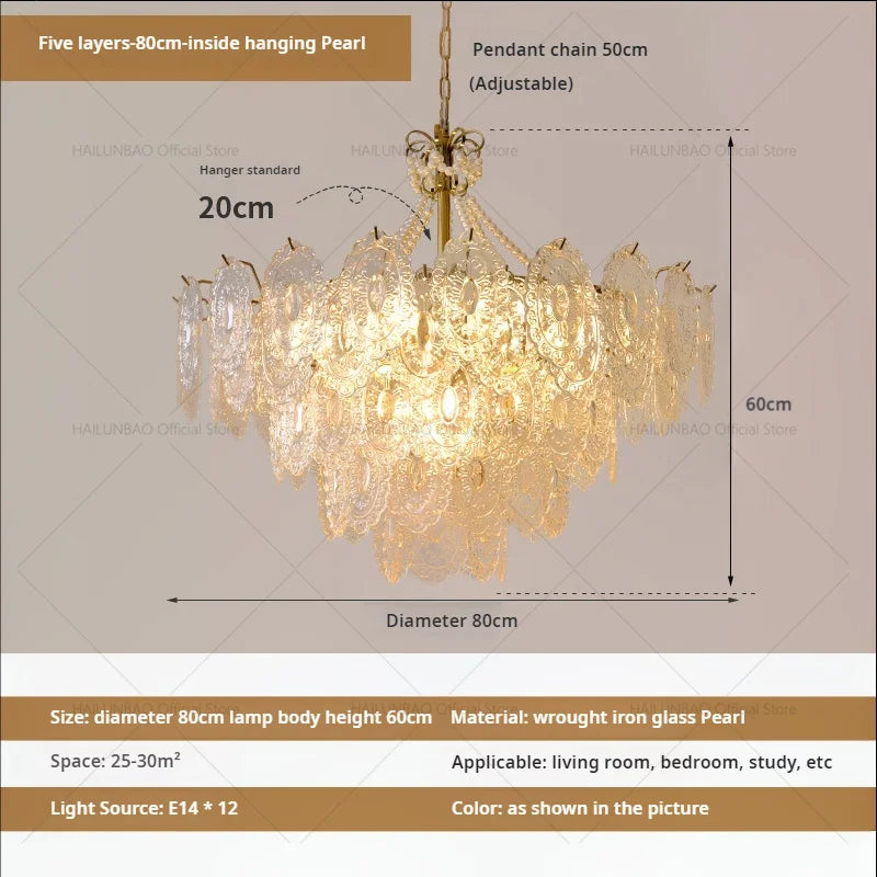 DecorBites™ Cream Crystal Chandelier: French Light Luxury for Living Room, Bedroom, Dining Room