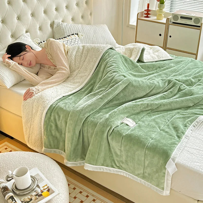 DecorBites™ Cozy Imitation Lamb's Wool Blanket - Warmth for Beds, Adults & Kids