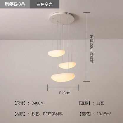 DecorBites™ LED Pebble Pendant Light: Stylish White Chandelier for Living Room, Bedroom, and Restaurant Décor.