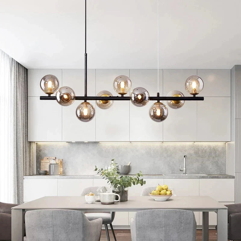 Gold Glass Ball Pendant 11-Light Smoky Gray