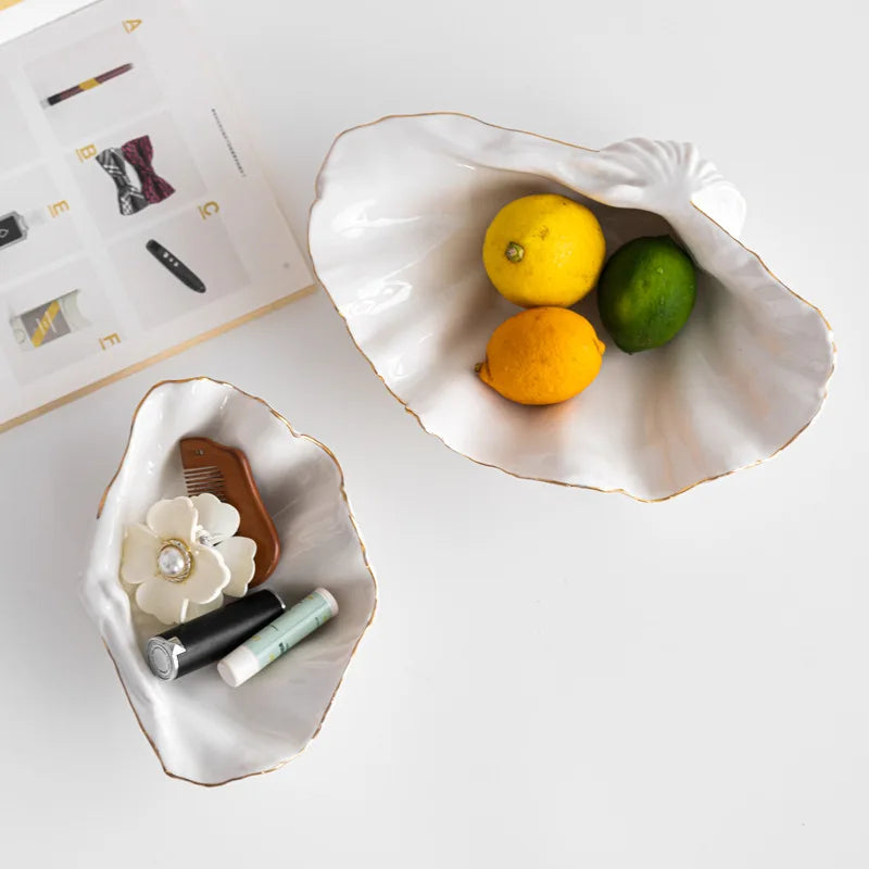 Gold Ceramic Seashell Bowl