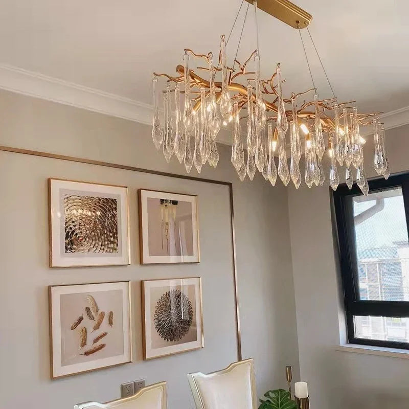 Gold LED Branch Chandelier Aluminum Dia100cm