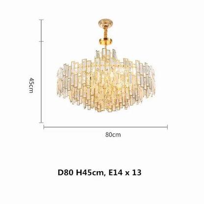 DecorBites™ Gold Steel Crystal Pendant Chandelier - Luxury LED Dining Room Hanging Lamp