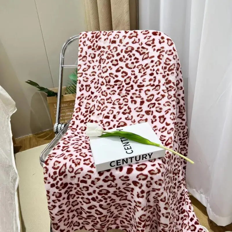 DecorBites™ Leopard Print Warm Blanket for Office, Dorm, and Sofa
