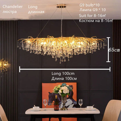 DecorBites™ Crystal Water Drop Chandelier – Luxury Ceiling Light for Hotels, Restaurants, Villas