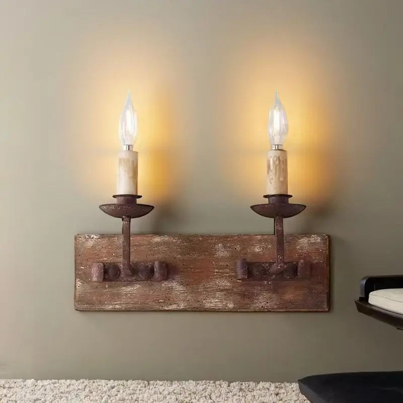 DecorBites™ Country Retro Solid Wood Wall Light for Bedroom & Living Room