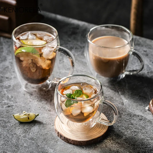 DecorBites™ Double-Walled Transparent Glass Cup - Versatile Drinkware for Any Occasion
