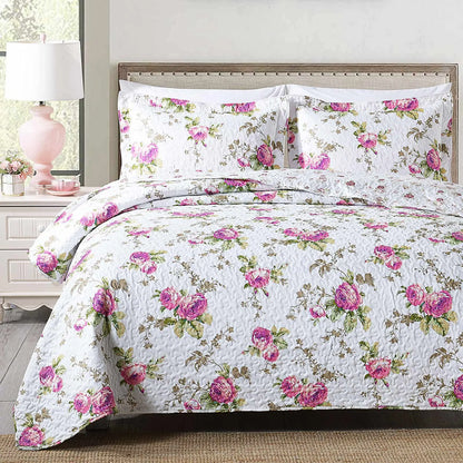 DecorBites™ Gray Patchwork Floral Coverlet Bedding Set, Ultra Soft All Season Bedspreads