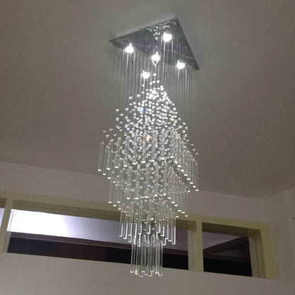 DecorBites™ Crystal Column Chandelier: Modern Living Room Lighting