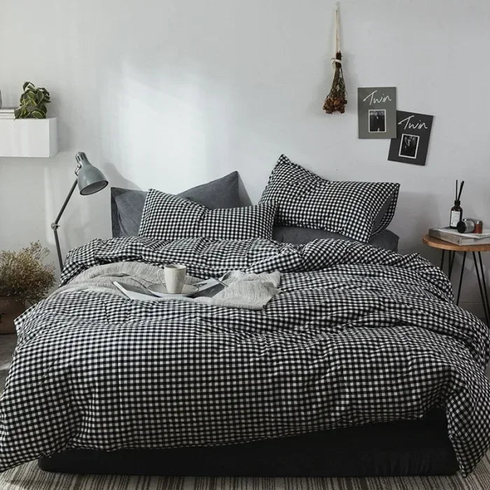 DecorBites™ Japanese Style Cotton Printed 4Pcs Bedding Set with Double-Sided Design