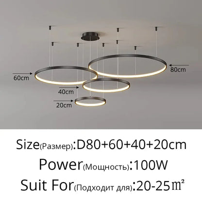 DecorBites™ Acrylic LED Ring Pendant Light Modern Minimalist Art Decor Chandelier