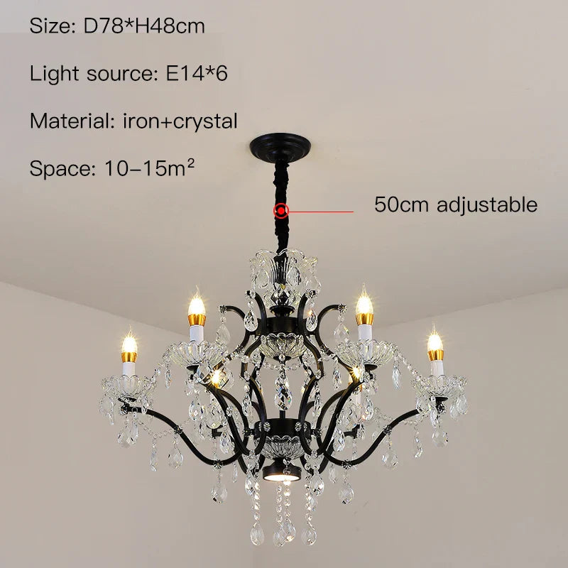 DecorBites™ Crystal Candle Chandelier Lighting: Farmhouse Dining Kitchen Pendant Lamp