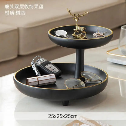 DecorBites™ Double-Layer Coffee Table Tray: Stylish Storage Box for Cosmetics, Keys, and Decor