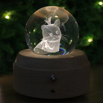 DecorBites™ Crystal Ball Music Box: Rotating Light Projection, Birthday & Valentine's Day Gift