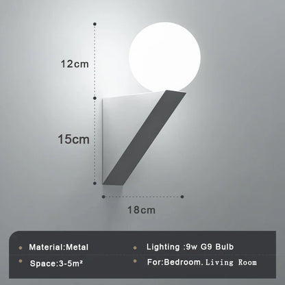 DecorBites™ Glass Ball Modern G9 LED Wall Sconce, 9W Indoor Wall Lamp for Bedroom Living Room
