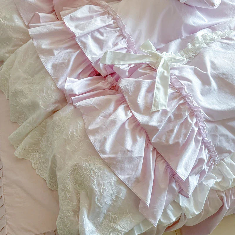 DecorBites™ Korean Lace Ruffles Cotton Bedding Set - Sweet Girl Design