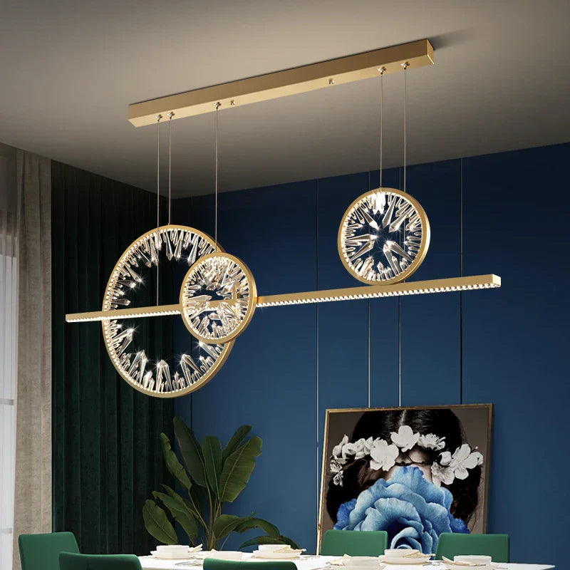 DecorBites™ Crystal Ring LED Chandelier for Restaurant Dining Room Coffee Shop