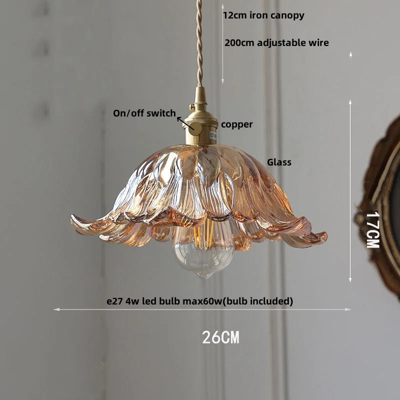 Green Glass Pendant Light Nordic Iron Frame