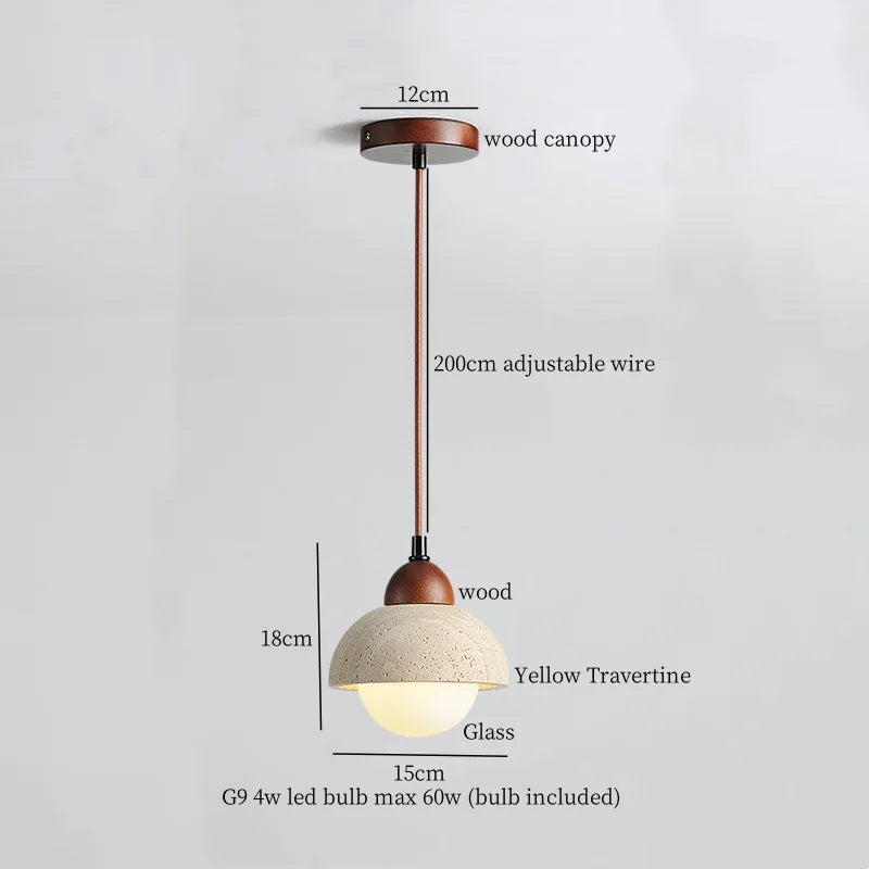 DecorBites™ LED Yellow Travertine Pendant Light Hanglampen for Kitchen Cafe Living Room