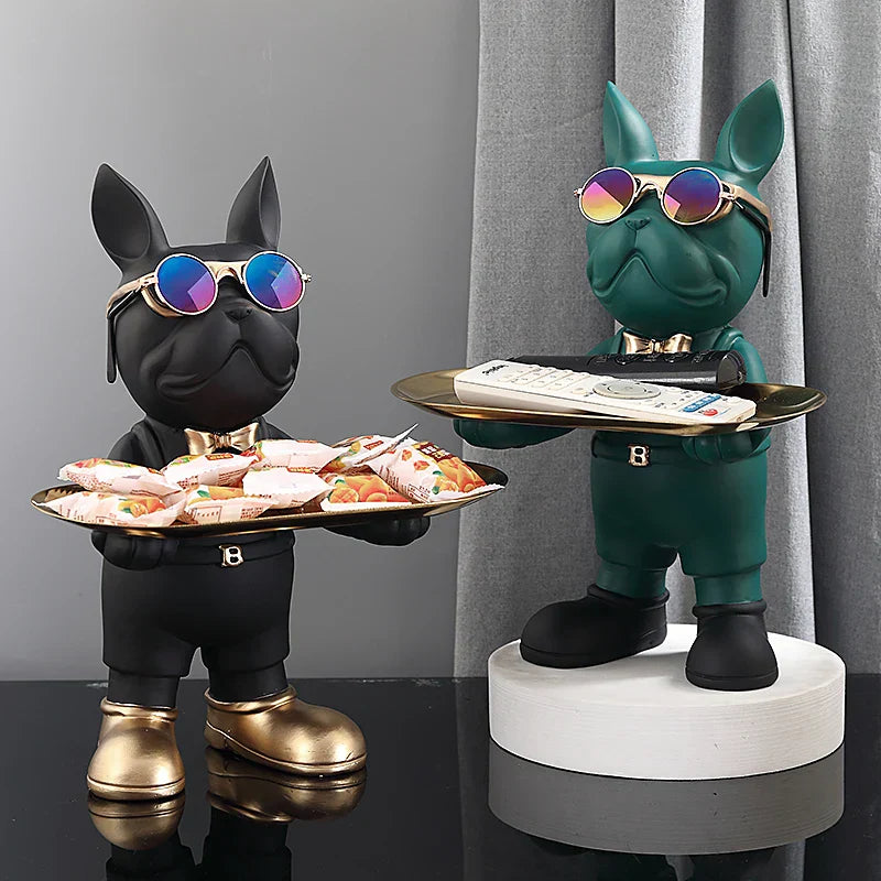 DecorBites™ French Bulldog Sculpture: Abstract Figurine & Key Holder Ornament