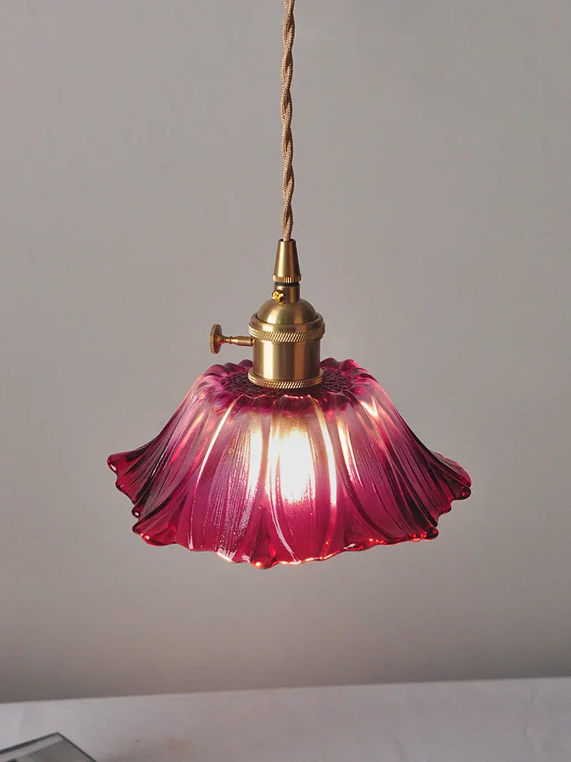 Sunflower Glass Brass Pendant