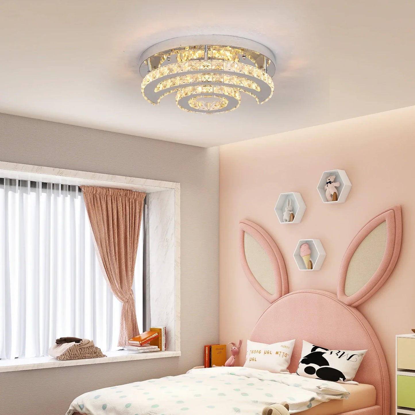 DecorBites™ Crystal LED Sun Moon Chandelier Pendant Light for Living Dining Bedroom
