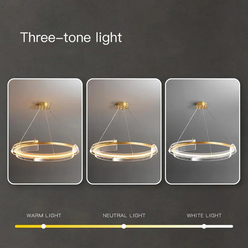DecorBites™ Gold Ring Chandelier LED Pendant Light Modern Hanging Lamp for Home Decoration