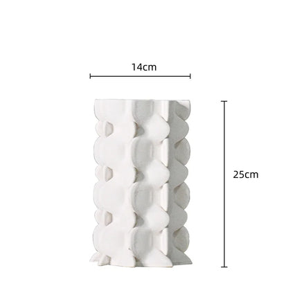 DecorBites™ Geometric Ceramic Fold Pattern Flower Vase Decorative Home Ornament