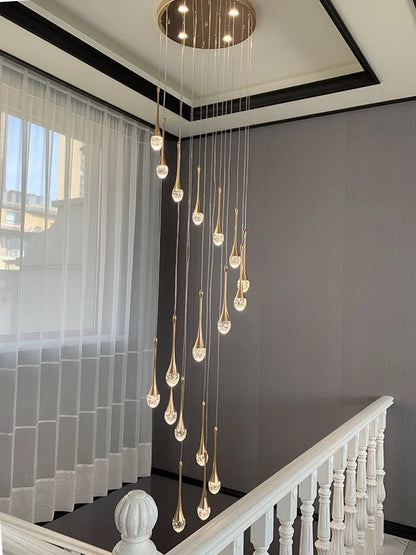 DecorBites™ Crystal Bubble Chandelier for Duplex Living Room, Rotating Staircase, Villa Lobby