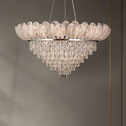 DecorBites™ Crystal Crown Chandelier: Luxe Ceiling Light for Home, Shop & Lobby