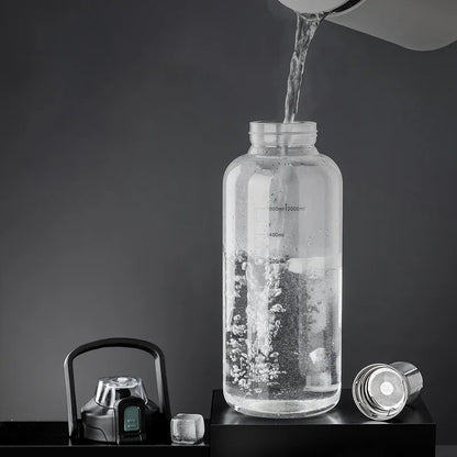 DecorBites™ Glass Cup with Handle | Double Drinking, Portable Tea Water Separation Mug