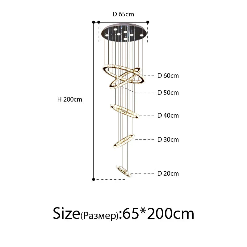 DecorBites™ Crystal Rings Chandelier: Modern Luxury Staircase Lighting Fixture