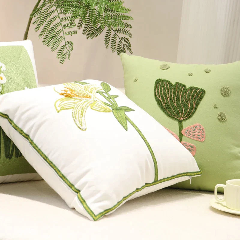 Green Cotton Cushion Cover