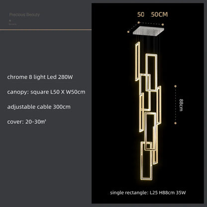 DecorBites™ Crystal LED Pendant Light Luxury Stairs Lustre Modern Lighting Fixture